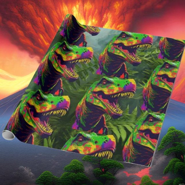 Dinosaur Jungle Green Geburtstagskinder Geschenkpapier (Bring your dream party to life with our selection of quality Dinosaur themed party supplies)