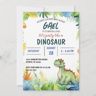 Dinosaur Jungle Kindergeburtstag Party Einladung
