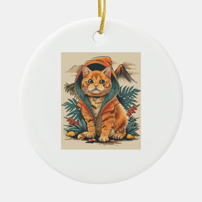 Dinosaur-Katzen-Entdecker Keramik Ornament (Vorne)