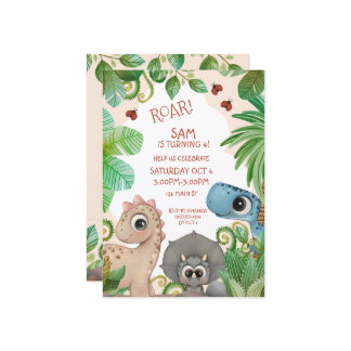 Dinosaur Kids 4. Geburtstag Einladung