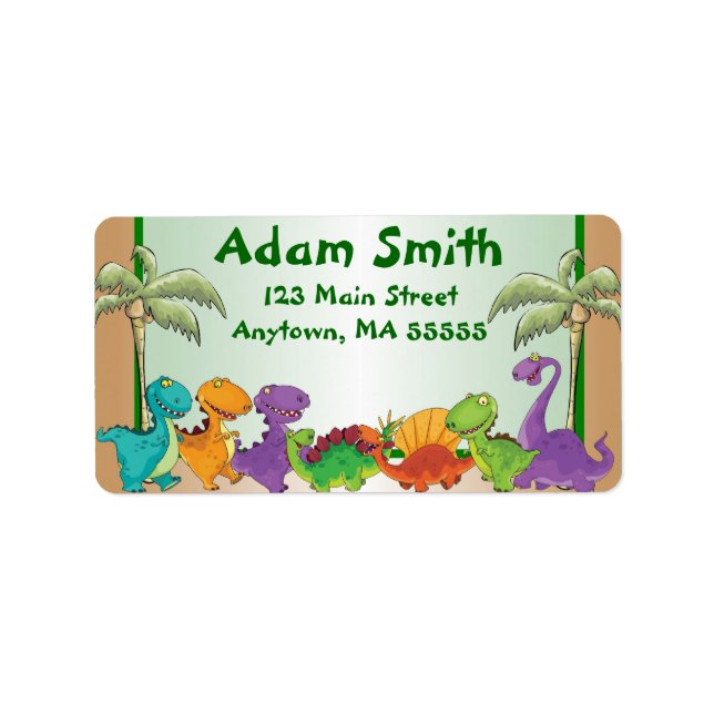 Dinosaur Kids Address Labels Adressaufkleber (Vorne)