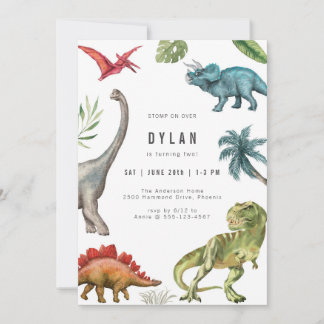 Dinosaur Kids Birthday Party Invitation Einladung