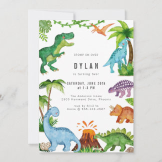 Dinosaur Kids Birthday Party Invitation Einladung