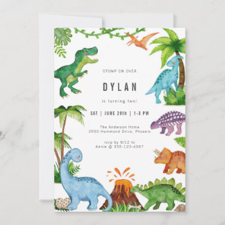 Dinosaur Kids Birthday Party Invitation Einladung
