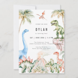 Dinosaur Kids Birthday Party Invitation Einladung