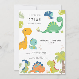 Dinosaur Kids Birthday Party Invitation Einladung