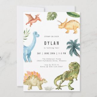 Dinosaur Kids Birthday Party Invitation Einladung