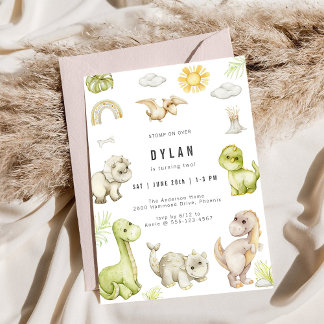 Dinosaur Kids Birthday Party Invitation Einladung