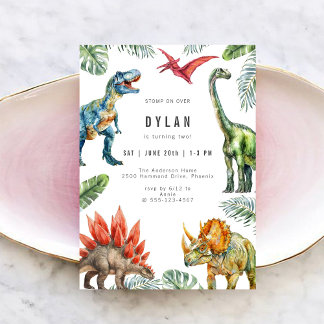 Dinosaur Kids Birthday Party Invitation Einladung