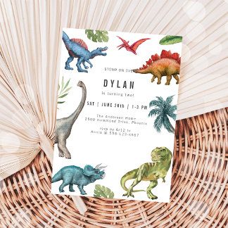 Dinosaur Kids Birthday Party Invitation Einladung