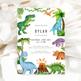 Dinosaur Kids Birthday Party Invitation Einladung