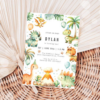 Dinosaur Kids Birthday Party Invitation Einladung