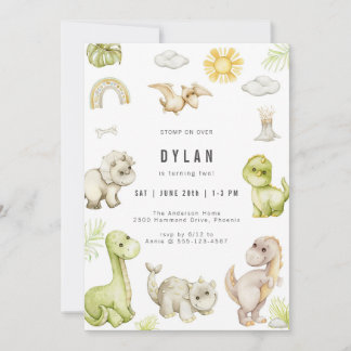 Dinosaur Kids Birthday Party Invitation Einladung