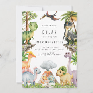 Dinosaur Kids Birthday Party Invitation Einladung