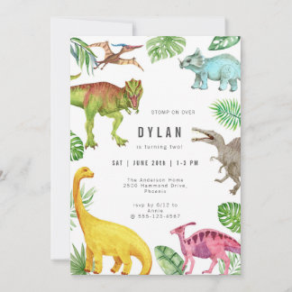 Dinosaur Kids Birthday Party Invitation Einladung