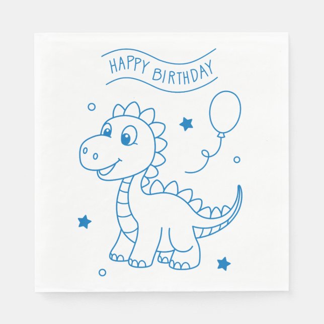 dinosaur kids birthday party serviette (Vorderseite)