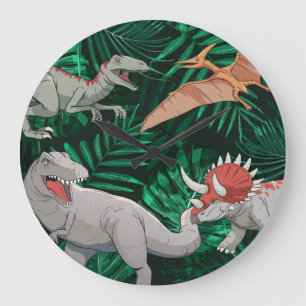 Dinosaur Kids Dino Jurassic Trex Boy Bedroom Große Wanduhr