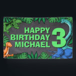 Dinosaur Kids Dino Jurassic Trex Boy Birthday Banner<br><div class="desc">Dieses Dinosaurier-Design ist großartig für den Geburtstagsjungen in deinem Leben. Geben Sie ihnen einen Dino-Milben-Tag mit diesem Dino-Thema Design mit einem Trex,  Triceratops,  Brontosaurus,  und Raptor.</div>