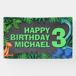 Dinosaur Kids Dino Jurassic Trex Boy Birthday Banner