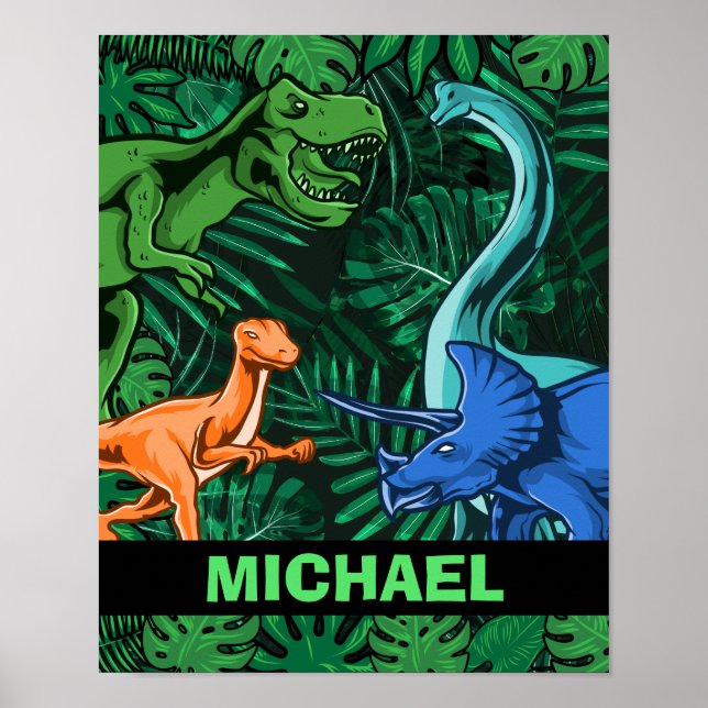 Dinosaur Kids Dino Jurassic Trex Boy Customizable Poster (Vorne)