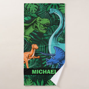 Dinosaur Kids Dino Jurassic Trex Boy individuell a Badhandtuch Set