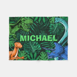 Dinosaur Kids Dino Jurassic Trex Boy Personalized Fleecedecke