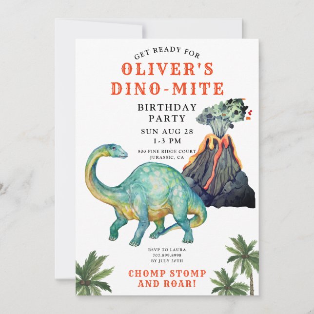 Dinosaur Kids Einladung zum Geburtstag (Vorderseite)