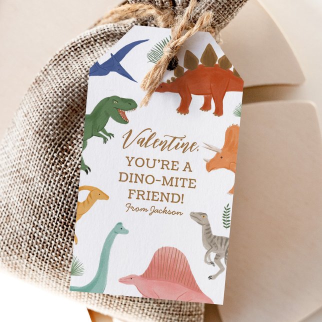 Dinosaur Kids Valentinstag Geschenkanhänger (Von Creator hochgeladen)