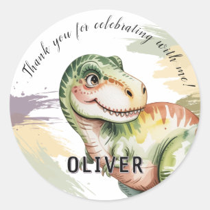 Dinosaur Kinder Geburtstags Dankeschön Runder Aufkleber
