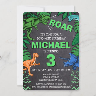 Dinosaur Kindergeburtstag Dino Jurassic Trex Klein Einladung
