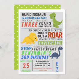 Dinosaur Kindergeburtstag Party Invite Einladung