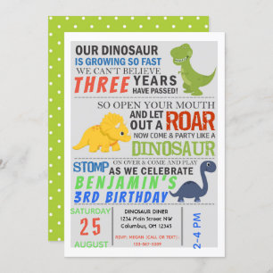 Dinosaur Kindergeburtstag Party Invite Einladung