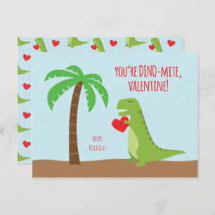 Dinosaur-Klassenvalentine - T-Rex Feiertagspostkarte