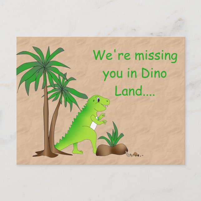 Dinosaur Land Niedlich Dino Postkarte (Vorderseite)