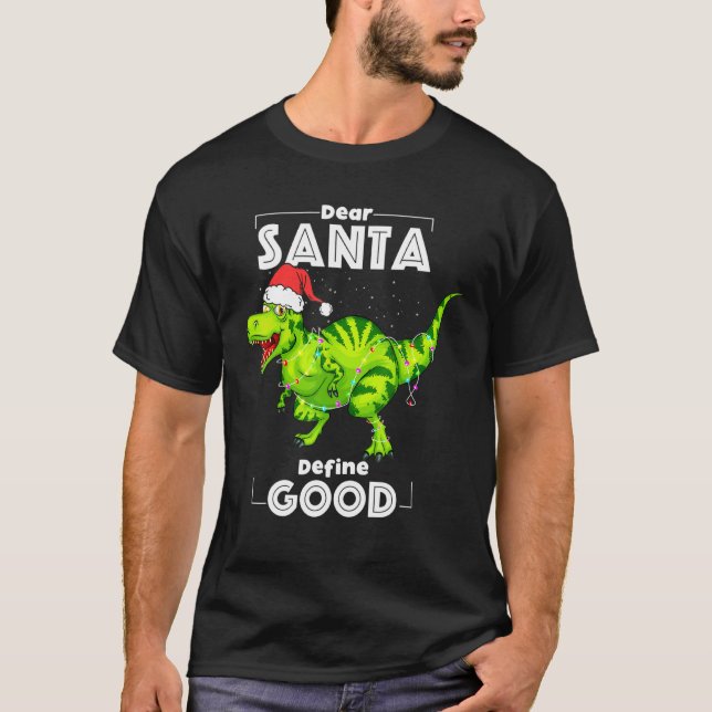 Dinosaur Liebe Santa Definition Gute Weihnachtsbel T-Shirt (Vorderseite)