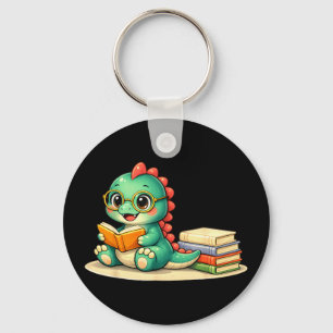 Dinosaur liest Lesebuch Bibliothek lustig Mama Pap Schlüsselanhänger
