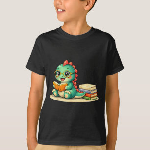 Dinosaur liest Leser Buch Bibliothek lustige Mama T-Shirt