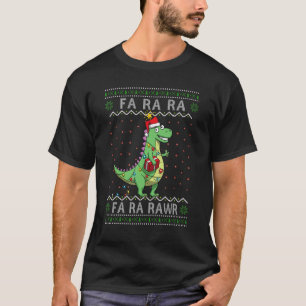 Dinosaur Light Christmas Fa Ra Rawr UGLY Rex Boys T-Shirt