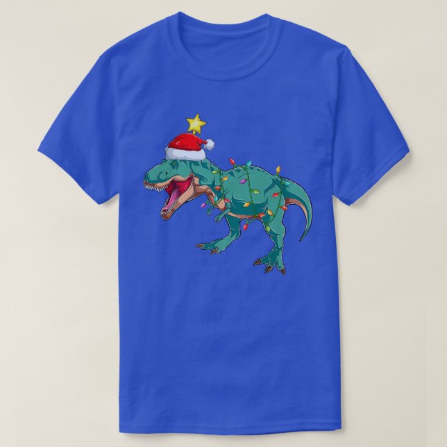 Dinosaur Lighting Xmas Tree Matching Dinosaur Chri T-Shirt (Design vorne)