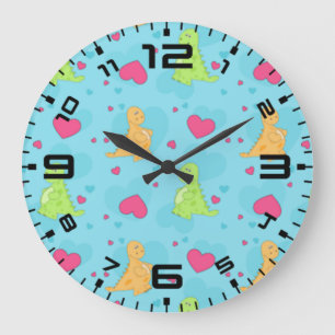 Dinosaur Love Große Wanduhr