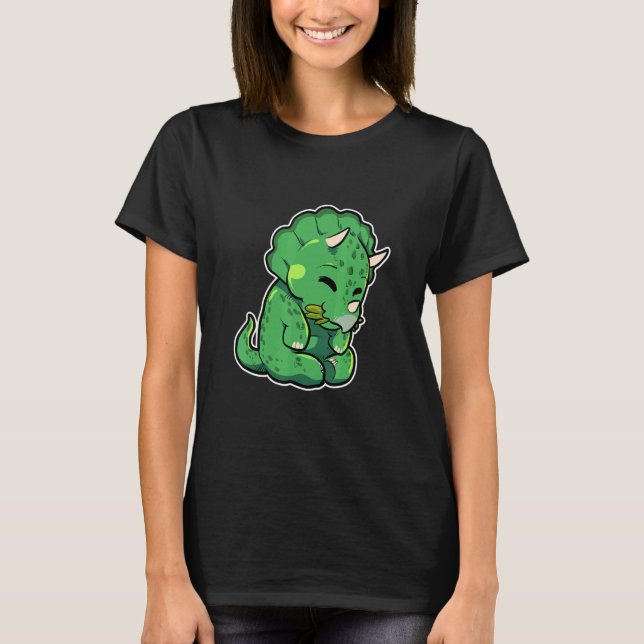 Dinosaur Lover Cute Triceratops T-Shirt (Vorderseite)