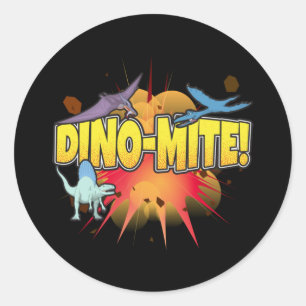 Dinosaur Lover Dynamite Dino-mite Pun Runder Aufkleber