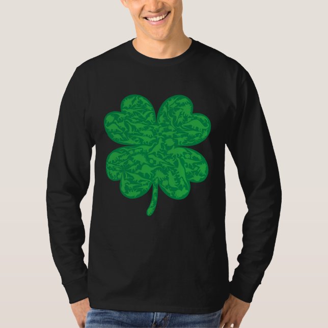 Dinosaur Lover Four Leaf Clover Dino St Patricks D T-Shirt (Vorderseite)
