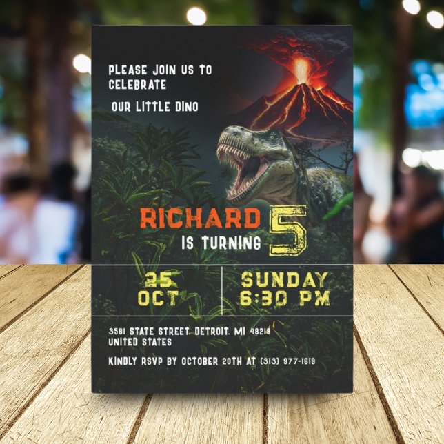 Dinosaur Lover Kids Individuell gestaltete Geburts Einladung (Von Creator hochgeladen)