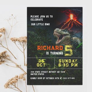 Dinosaur Lover Kids Individuell gestaltete Geburts Einladung