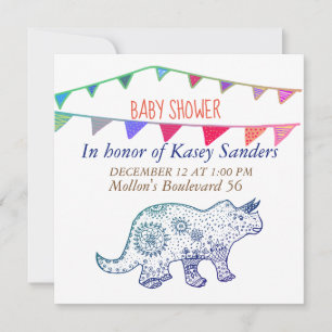 Dinosaur-Mandala-Flaggen  Babyparty-Einladung Einladung