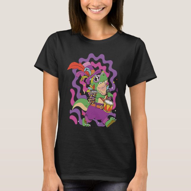 Dinosaur Mardi Gras Party Parade Shenanigans Carni T-Shirt (Vorderseite)