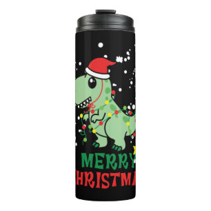 Dinosaur Merry Christmas Thermosbecher