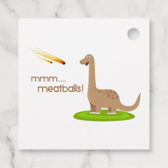 Dinosaur Meteor Meatballs Geschenkanhänger (Rückseite)