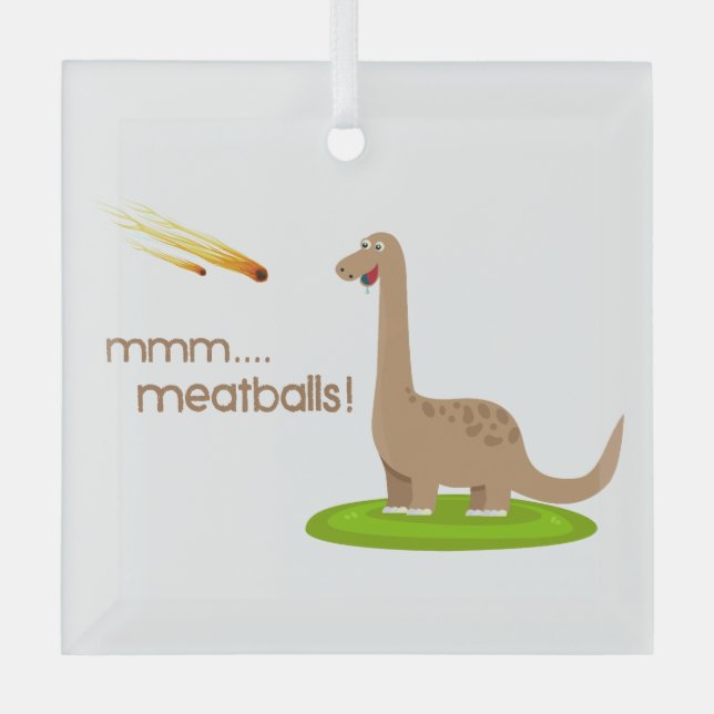 Dinosaur Meteor Meatballs Ornament Aus Glas (Vorderseite)